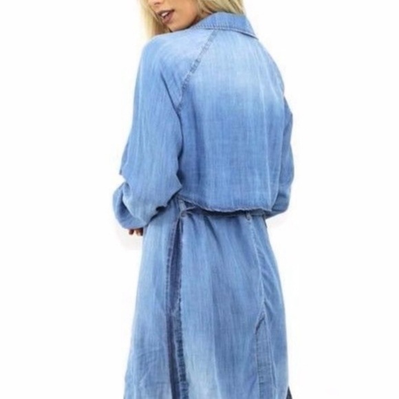 NWT cloth & stone Chambray Denim Trench Coat Jacket Sz Small - Picture 11 of 11